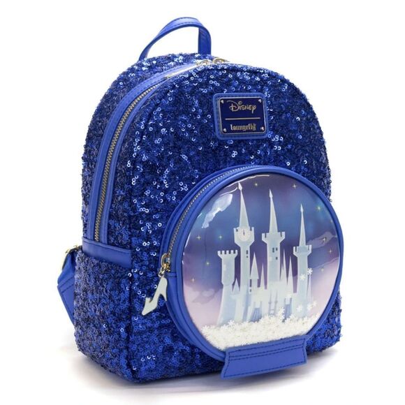 Loungefly Disney Cinderella Castle Snow Globe Sequin Mini Backpack
